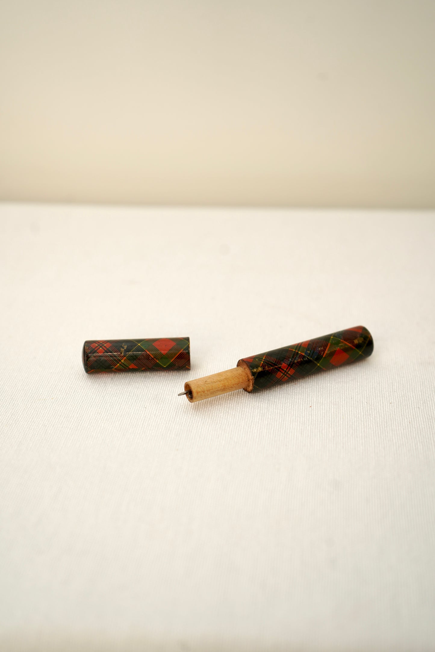 Victorian Scottish Tartanware Needle Case with Needles, McPherson Tartan, c. 1870–1900