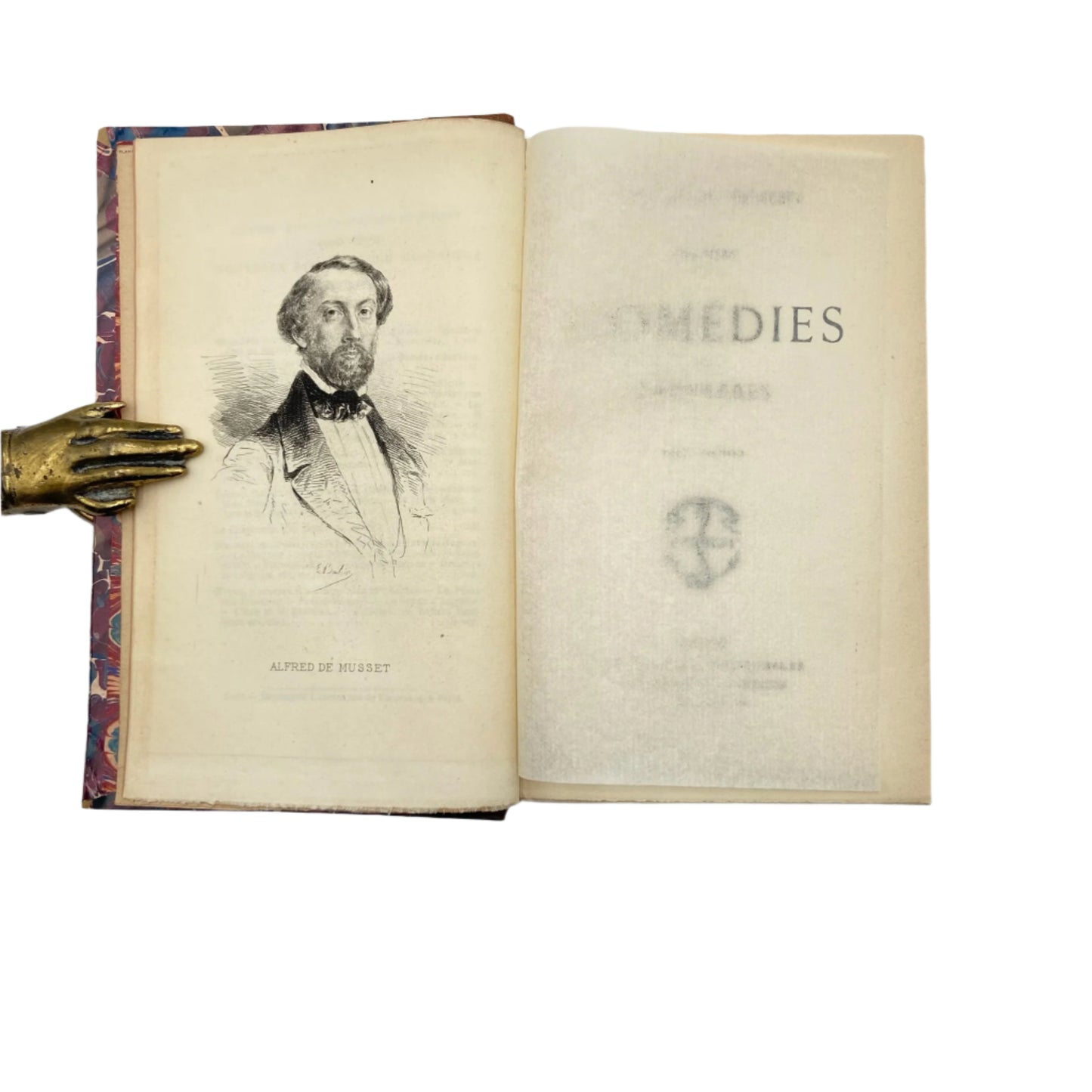 2 Vol. "Comédies et Proverbes" French Half Purple Leather Books