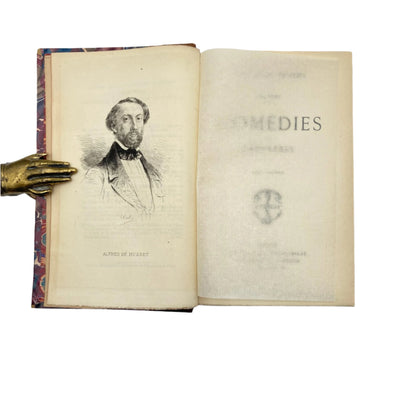 2 Vol. "Comédies et Proverbes" French Half Purple Leather Books