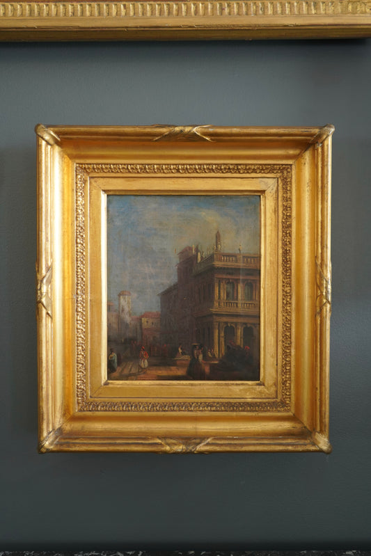 Early 19th Century Venetian School Oil Painting “The Doge’s Palace” | Antique Grand Tour Artwork in Gilt Frame