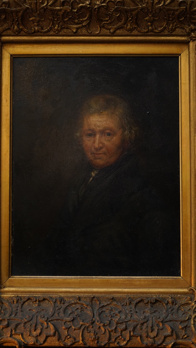 Antique English Portrait of Rev. Robert Clarke Caswall, after John Linnell, Oil on Board Painting