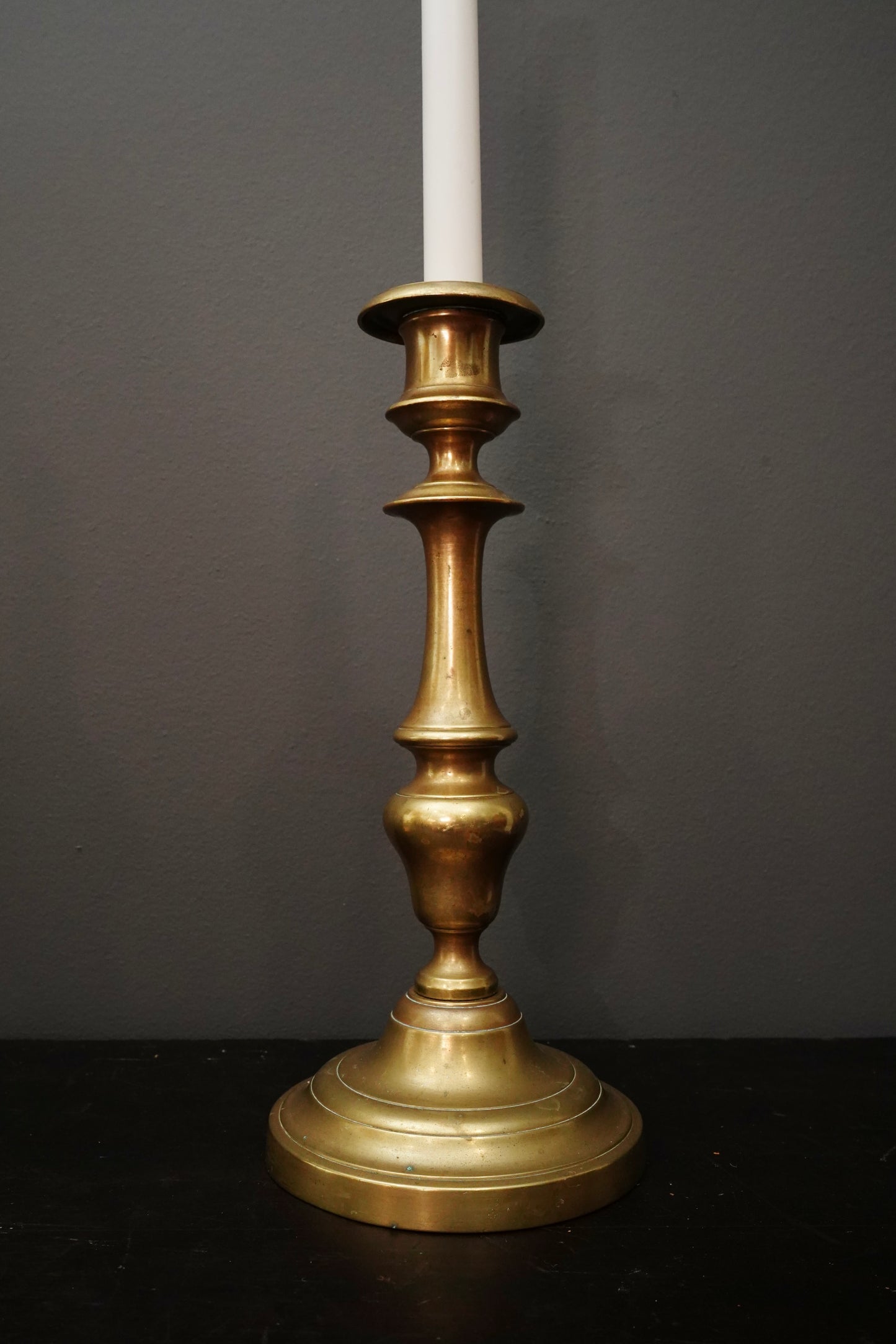 Pair Antique French Solid Brass Candlesticks Louis XVI Style 11 Inch