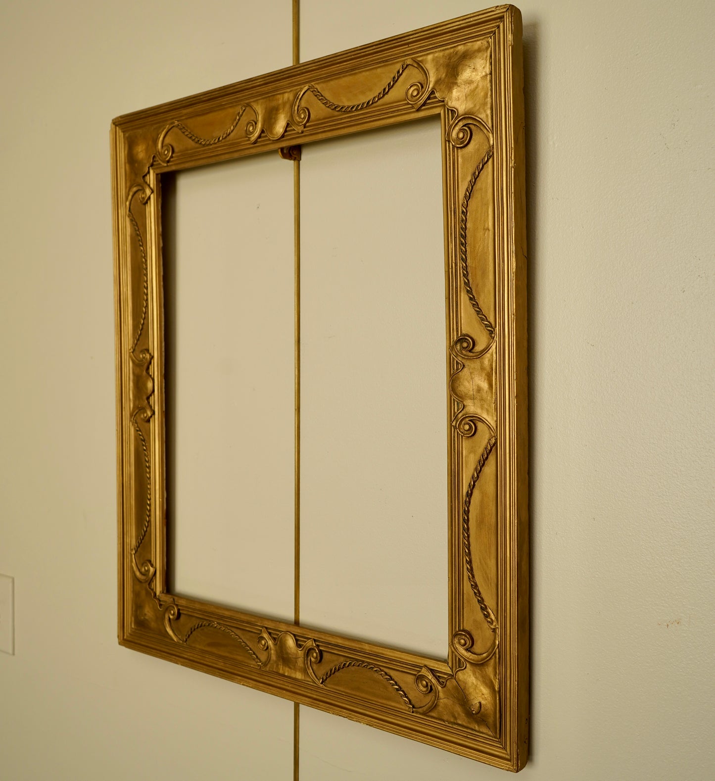 Antique Neoclassical Giltwood Frame with Rope & Cartouche Motifs, Late 19th Century