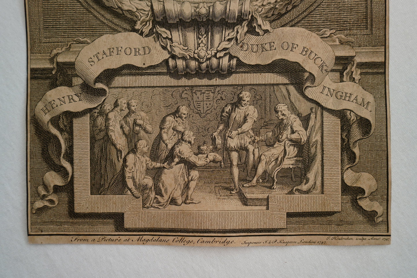 Early 19th Century Engraving "Duke of Buckingham" by Jacobus Houbraken