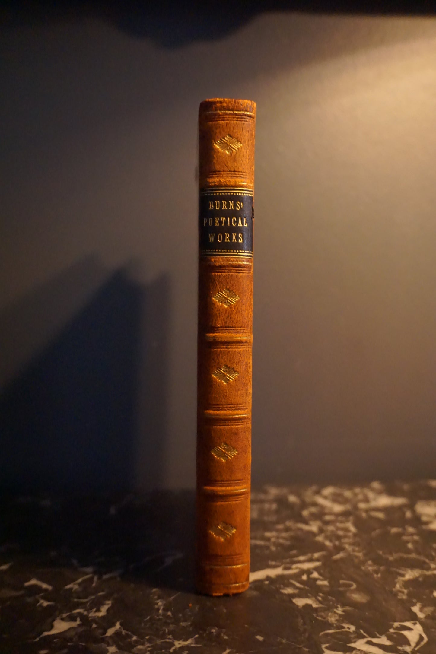 1919 "The Poetical Works of Robert Burns" Brown Full Leather Prize Binding Book