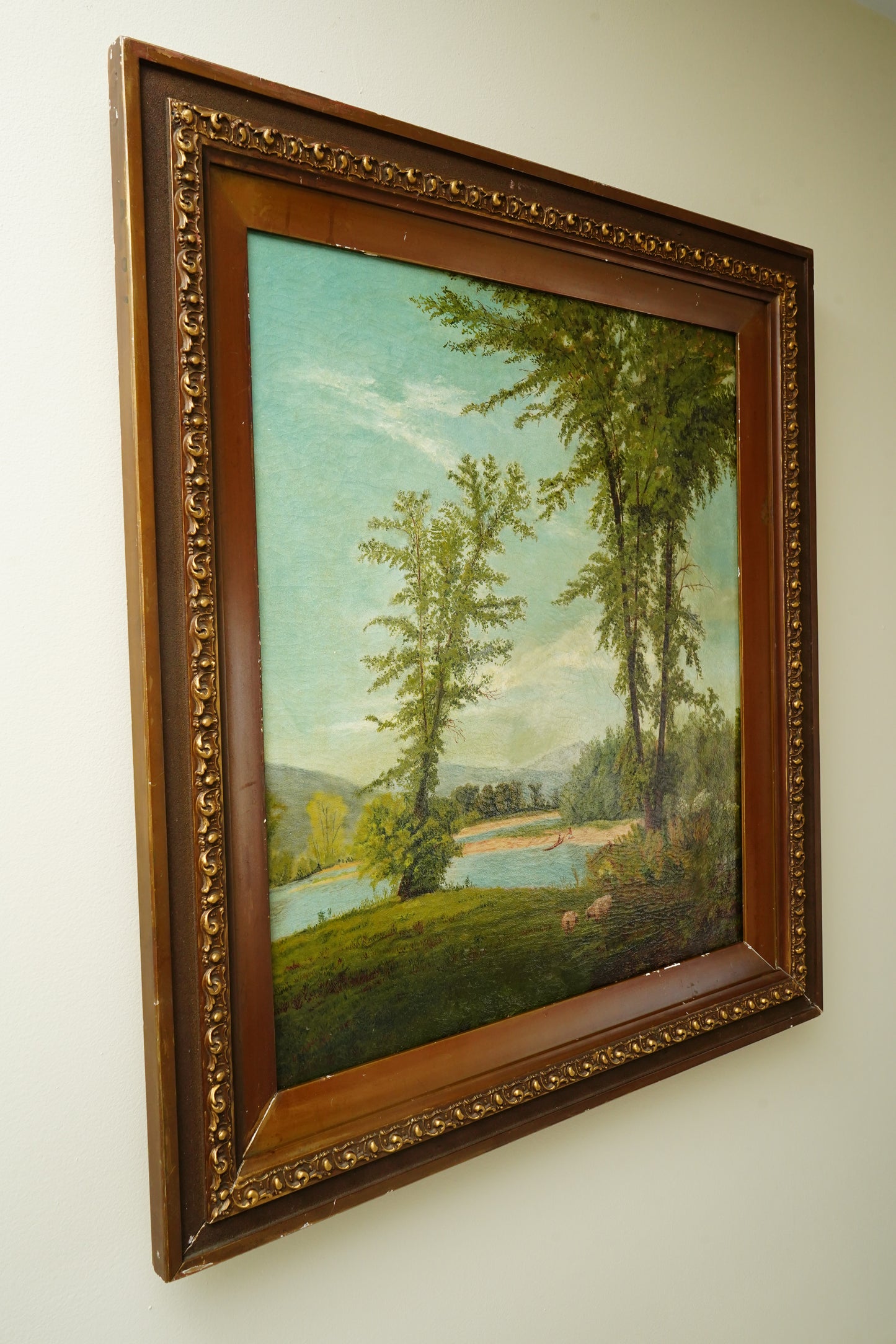 Antique English School Landscape Oil Painting c1860