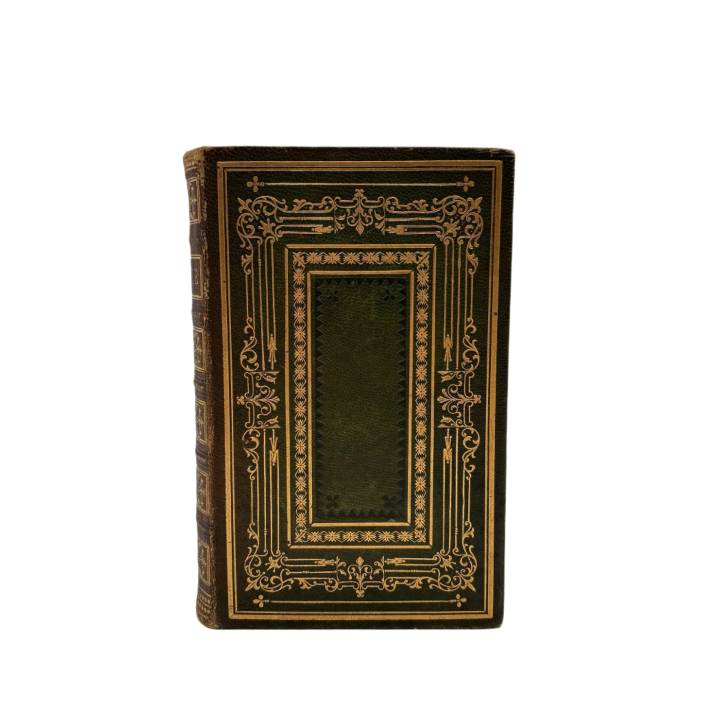 Antique Poetry Book The Complete Poetical Works of William Cowper Victorian Green Morocco Leather Binding c1853