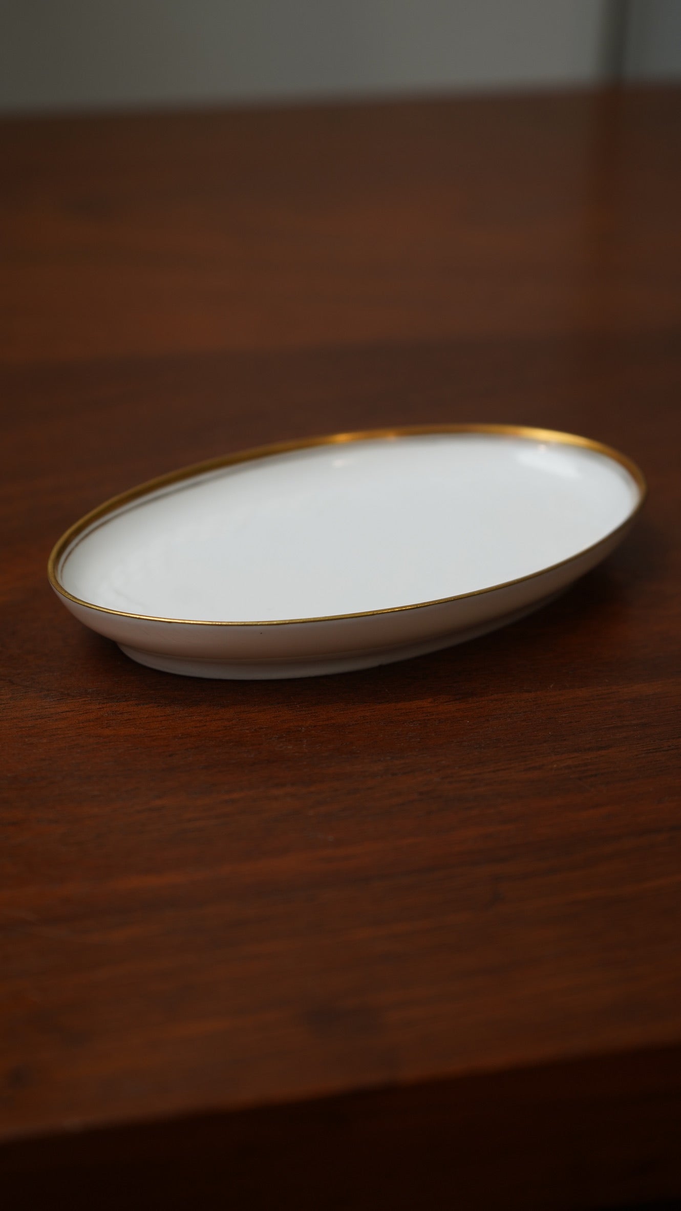 Royal Copenhagen White Porcelain Oval Ring Dish with Gold Rim – Made in Denmark