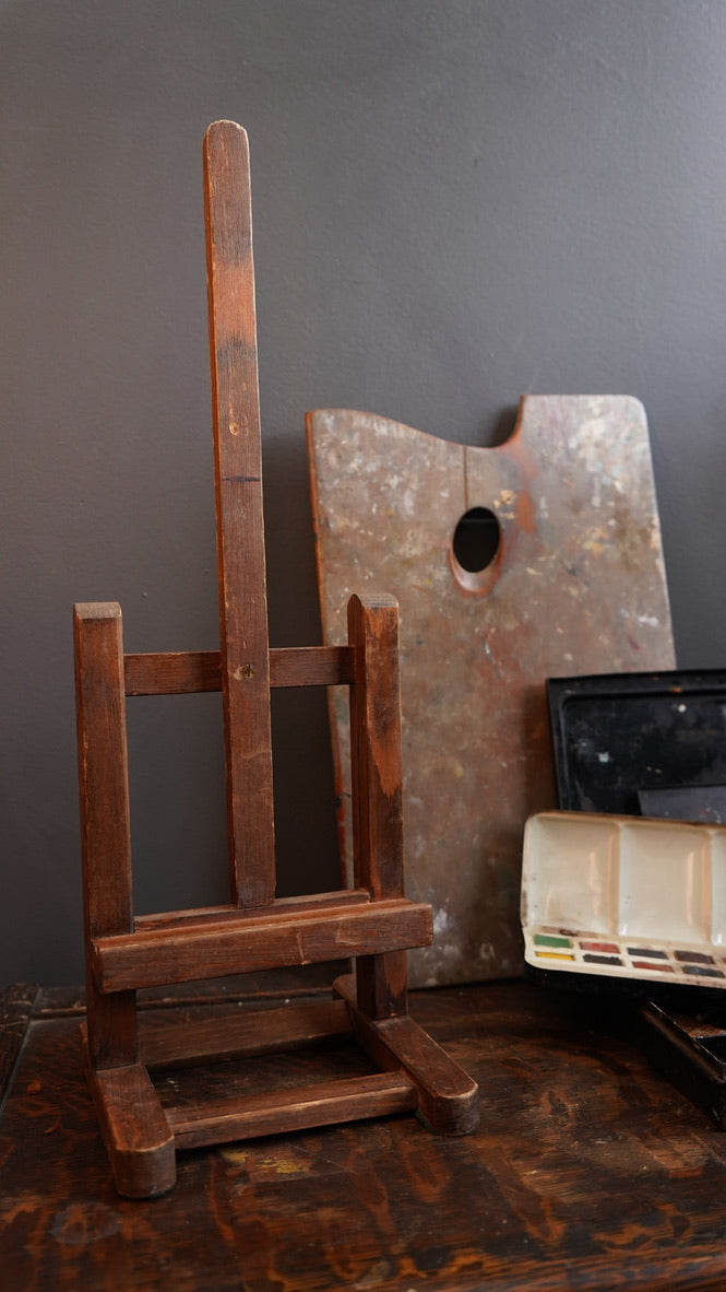 Vintage British Artist Paint Kit with Folding Stool, Easel, Palette and Paint Box