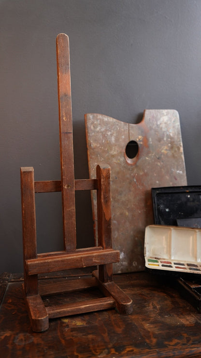 Vintage British Artist Paint Kit with Folding Stool, Easel, Palette and Paint Box