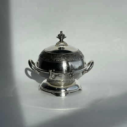 Antique 1880 Wilcox Silver-Plated Caviar or Butter Dish with Glass Insert