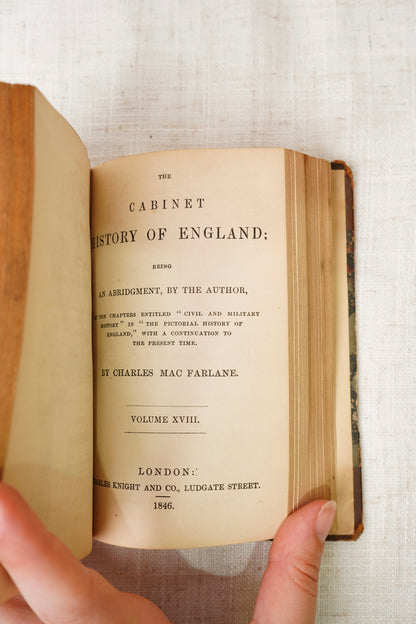 Antique History of England Three Volumes Half Calf Leather 1846