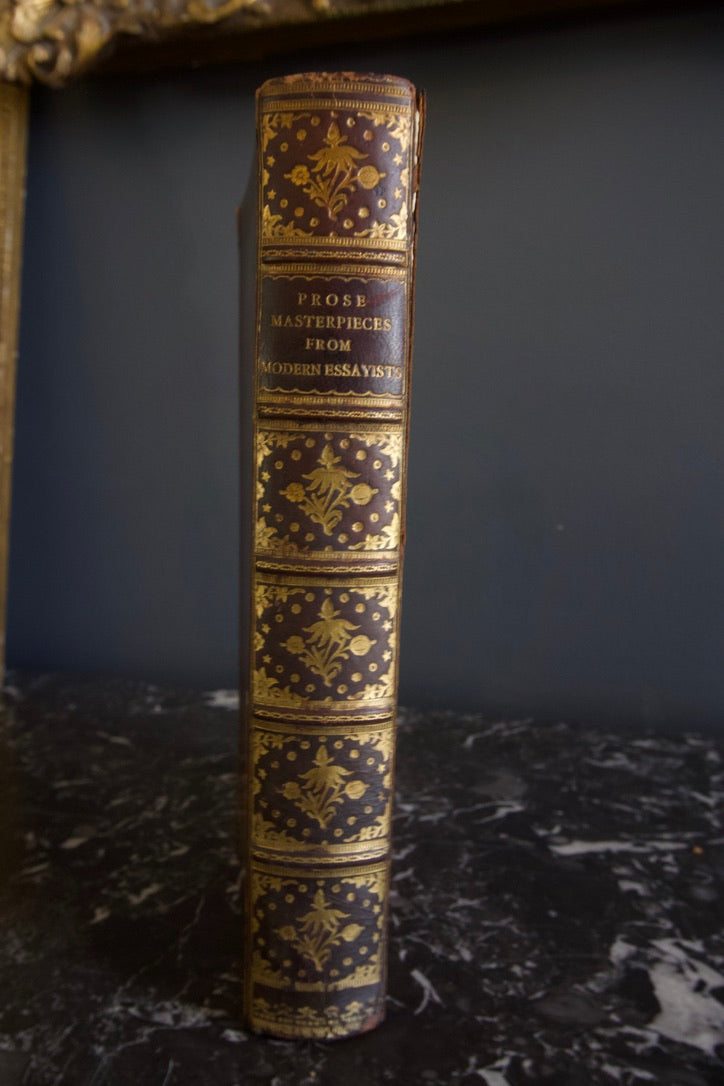 1896 "Prose Masterpieces from Modern Essayists" Brown Full Leather Book