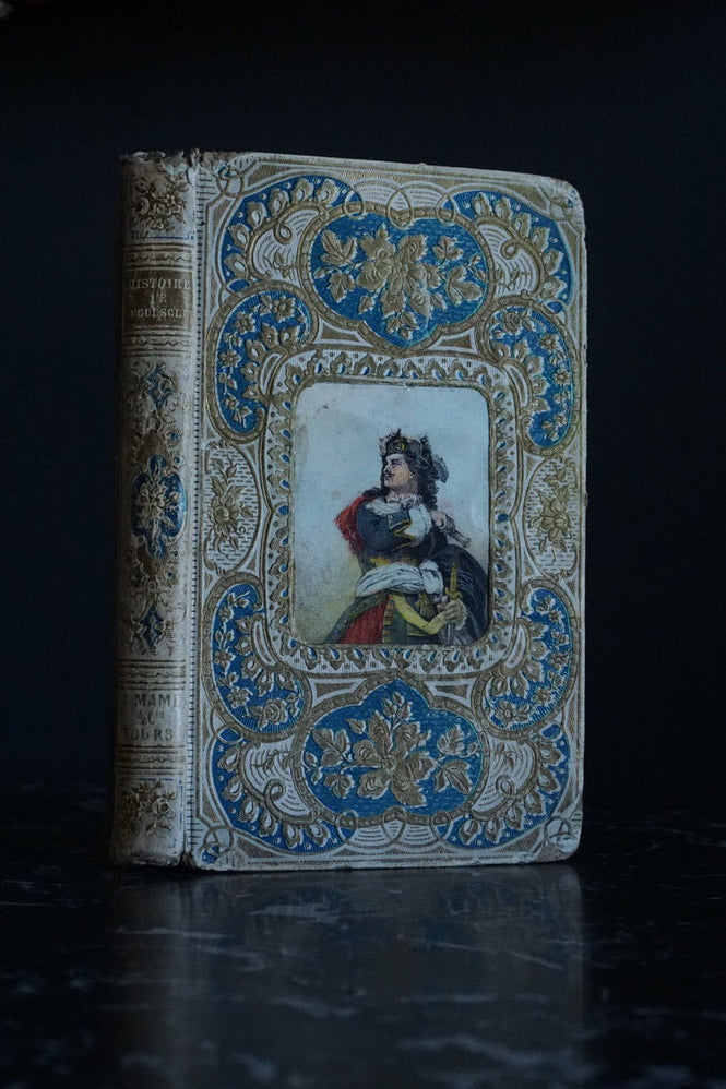 Antique French Prize Book with Blue and Gilt Embossed Binding | 1856 Histoire de Bertrand du Guesclin by Guyard de Berville