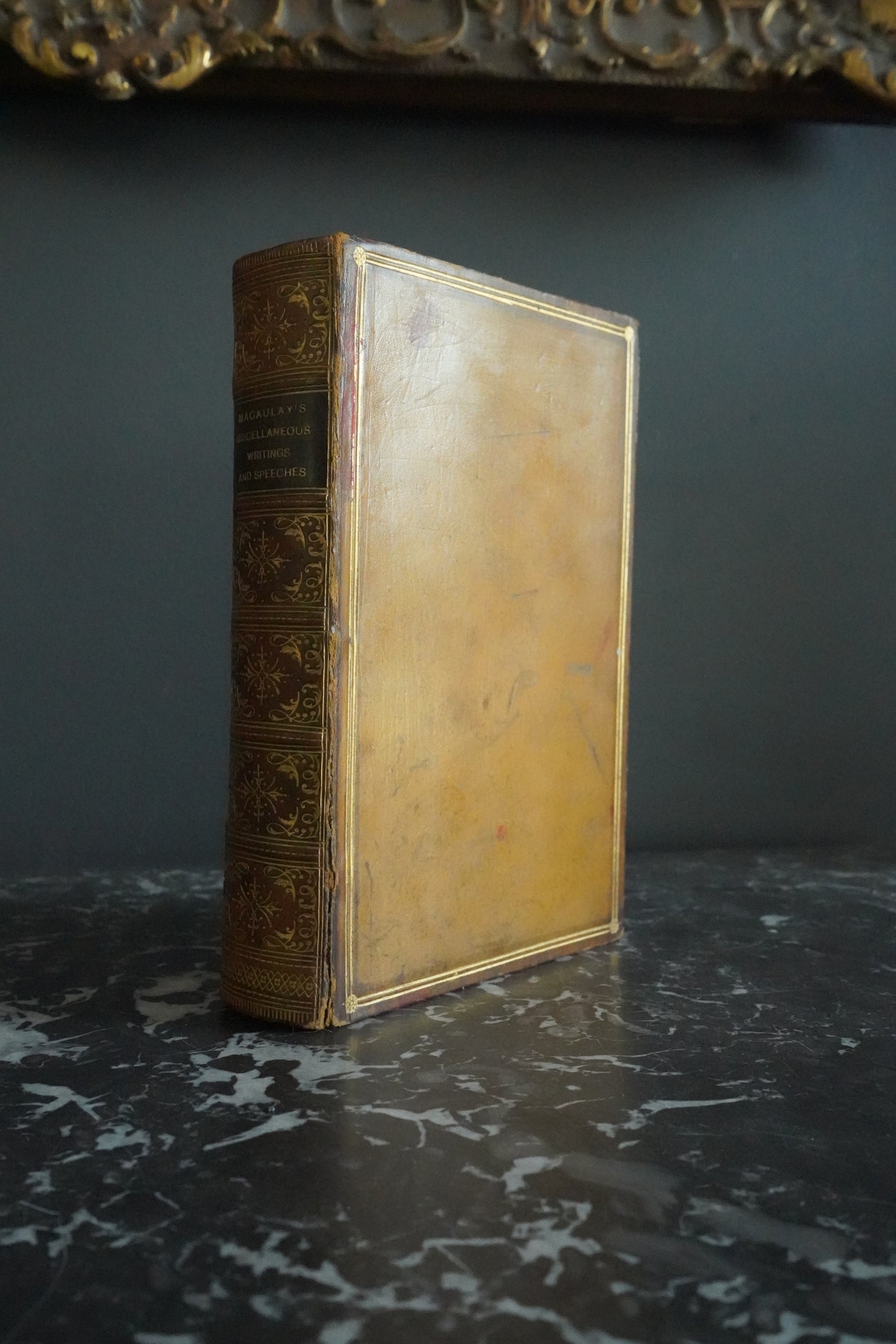 1889 "The Miscellaneous Writings and Speeches of Lord Macaulay" Full Caramel Brown Leather Book