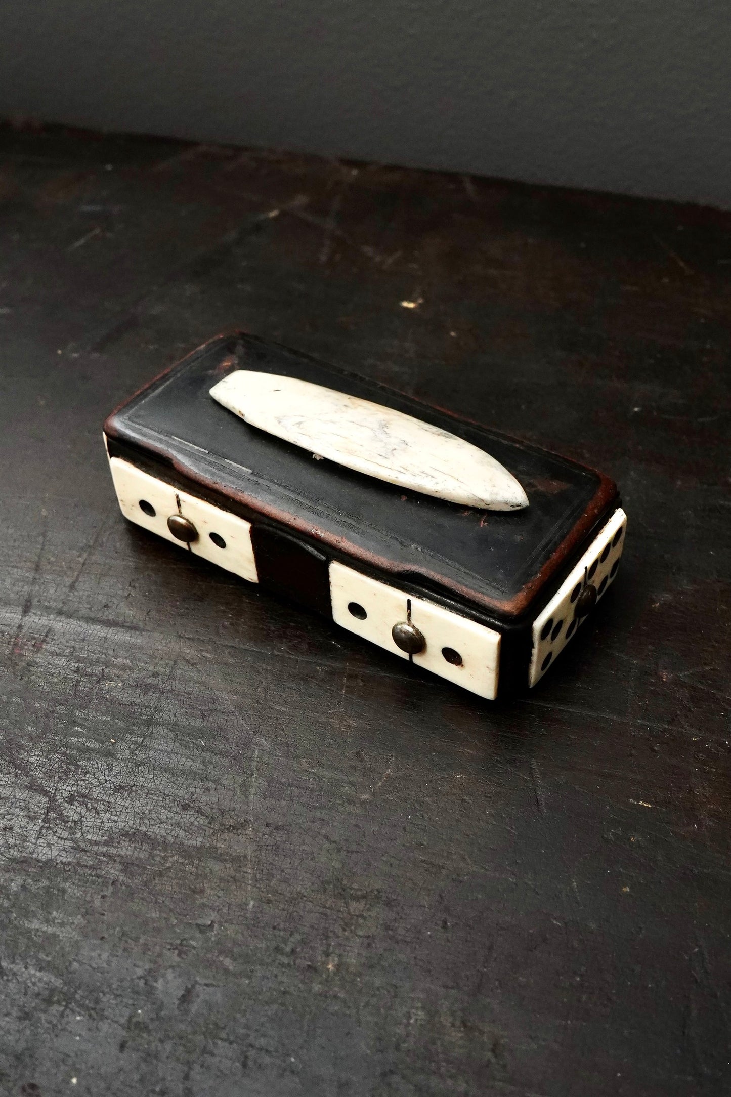 Antique Victorian Domino Box Trinket Box, Miniature