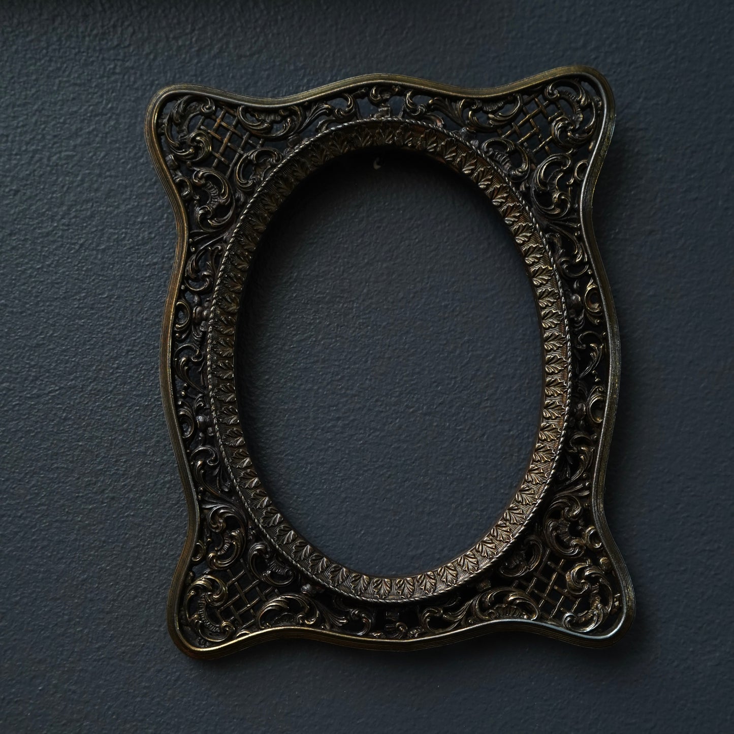 Vintage French Brass Picture Frame | Ornate Oval Openwork Photo Frame | Marked Mod. Dep. c.1930–1950