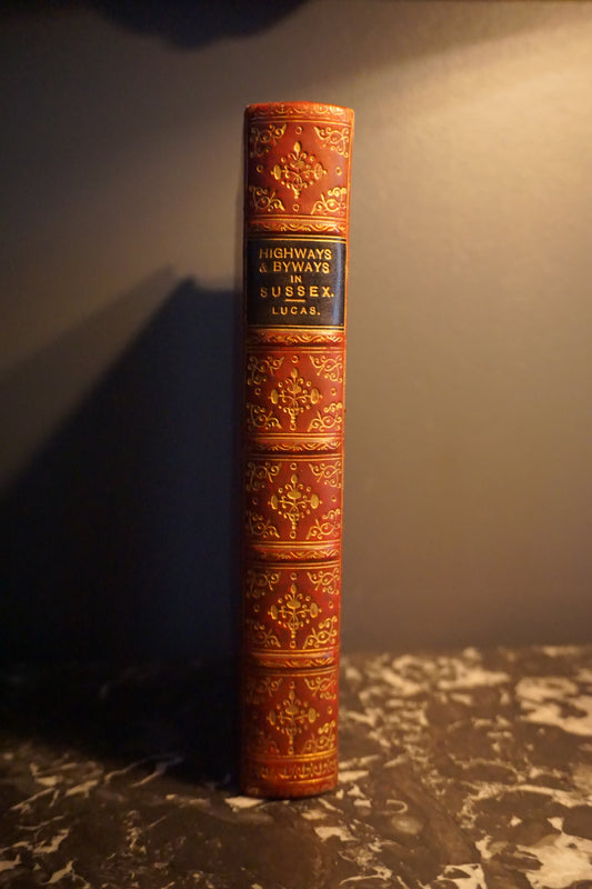 1912 "Highways and Byways in Sussex" Red Full Leather Prize Binding Book