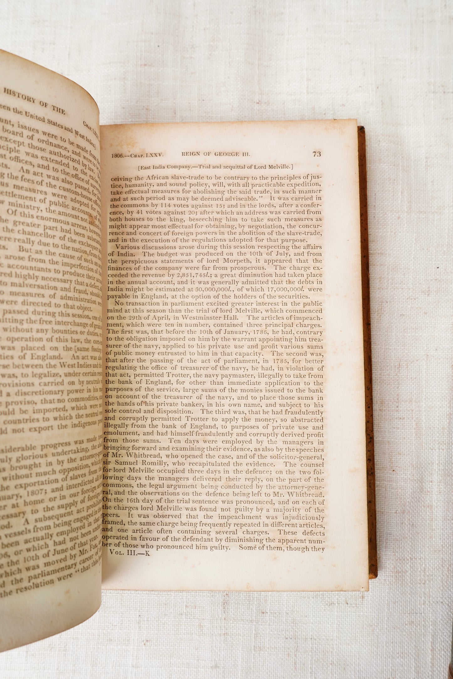 Antique History of George III Two Volumes Half Leather 1828