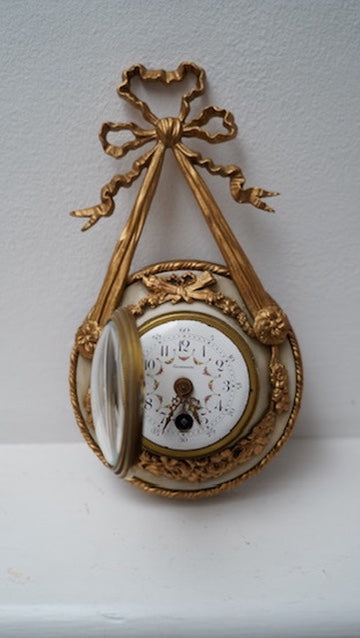 Antique French Louis XVI Style Ormolu and Alabaster Cartel Clock, c. 1880–1910