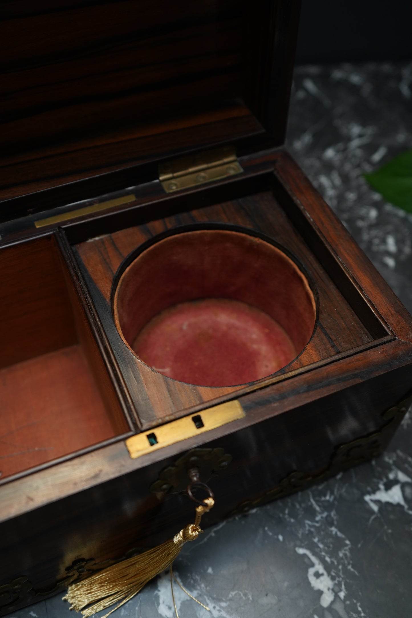 Antique Georgian Rosewood Domed Tea Caddy with Brass Mounts, Circa 1820-1830