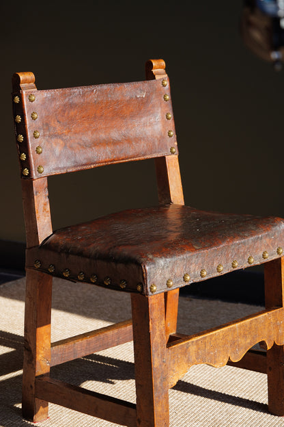 Antique Frailero Leather Side Chair