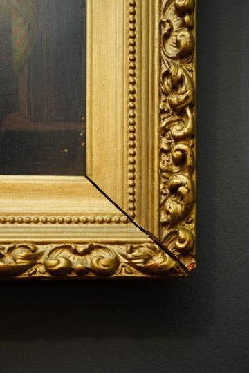 Antique Dutch Genre Oil on Metal Painting, “The Scholar” Pendant to “The Dentist”