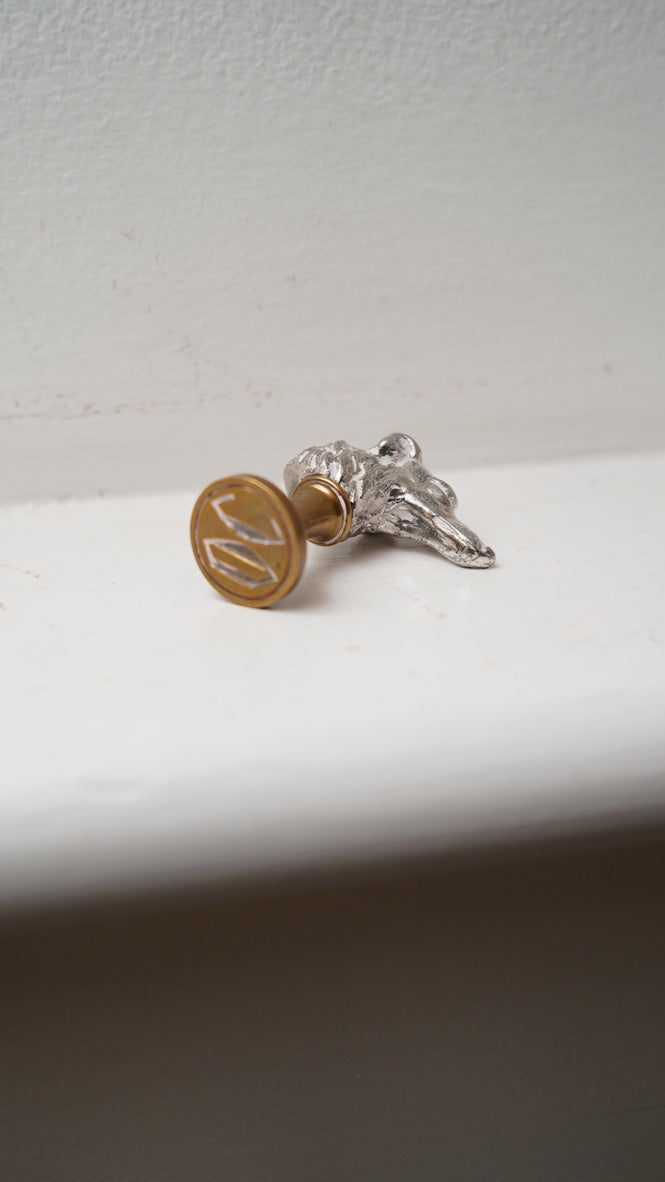 Edwardian Silver-Plated Greyhound Wax Seal Stamp on Brass Base, c.1890–1910