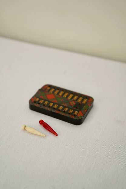 Victorian Scottish Tartanware Bezique Score Counter with Original Pegs, c. 1870–1900