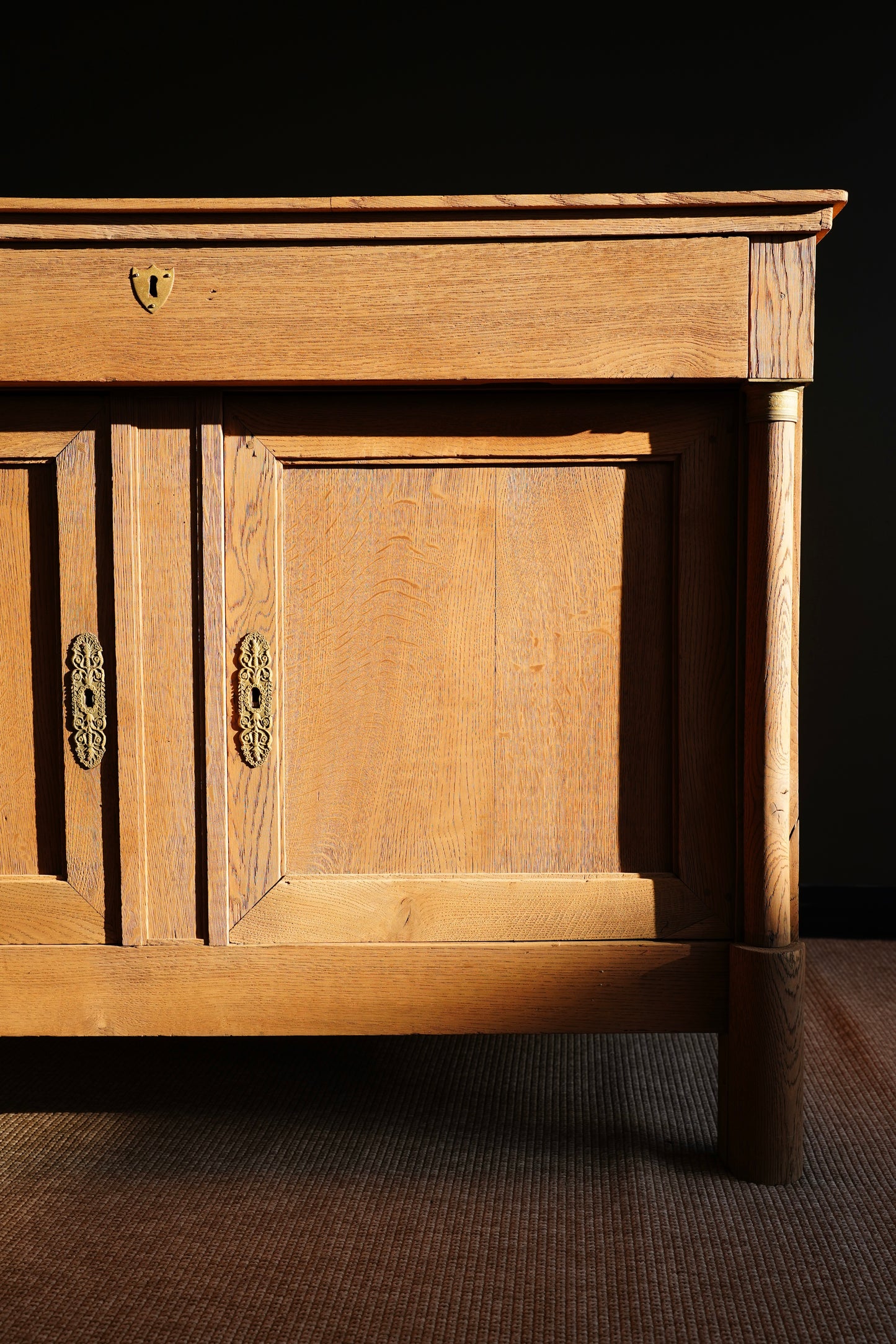 Antique French Sandblasted Oak Empire Buffet