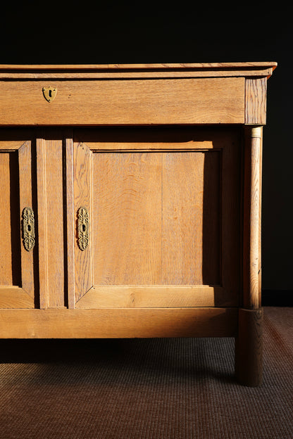 Antique French Sandblasted Oak Empire Buffet