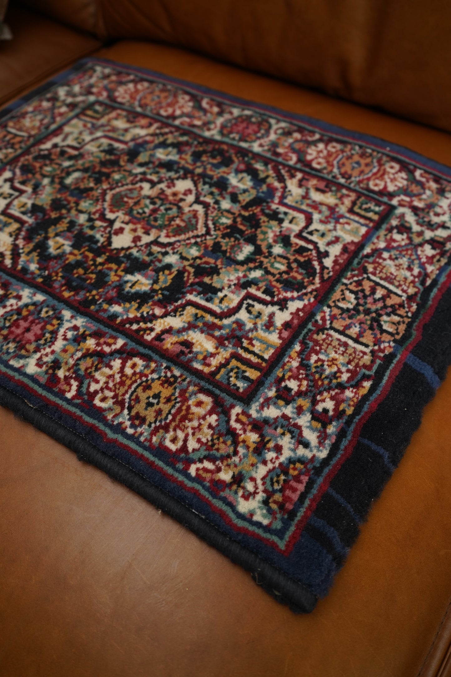 Small Blue Persian Style Rug, 20" x 15.5"