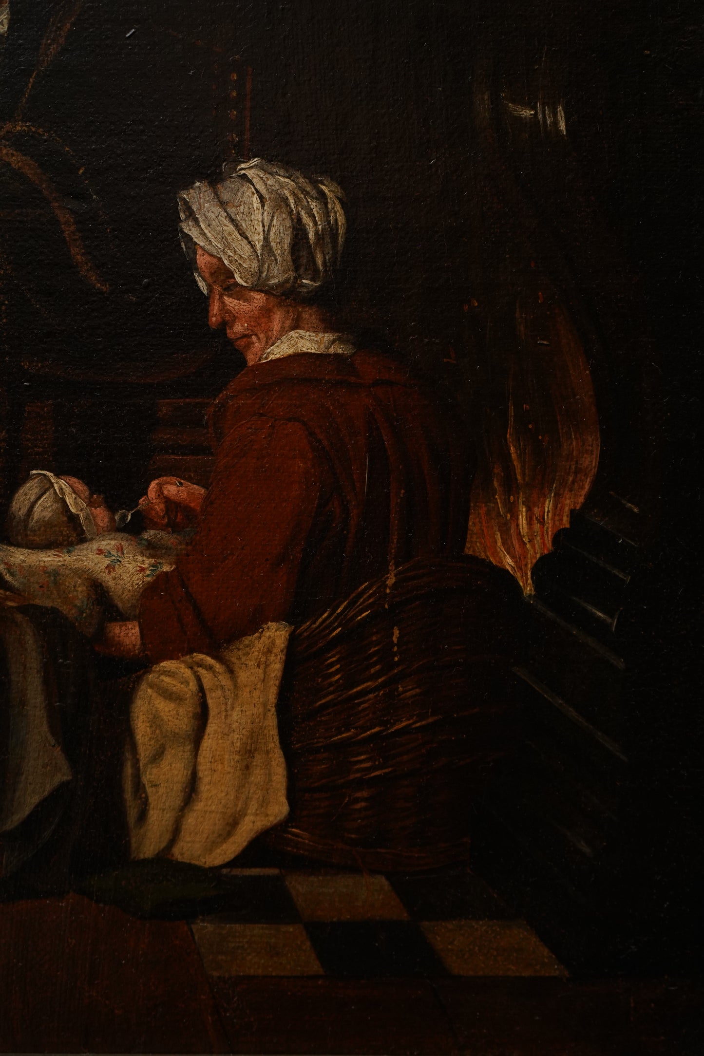 "Meeting in the Parlour" Oil on Canvas Attributed to Jan Josef Horemans (Belgium artist, 1714-1790)