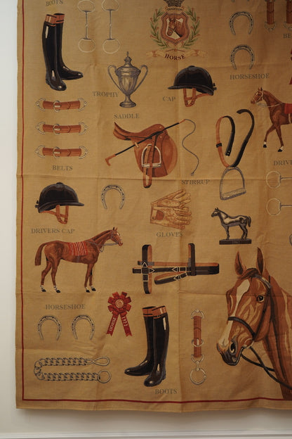 Large Equestrian Wall Tapestry – Horses Equipment Jacquard, European Made NEW