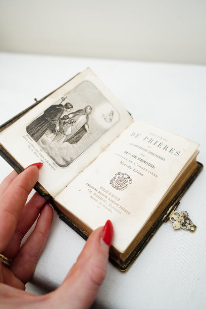 Miniature French Catholic Prayer Book Recueil de Prières Miniature with Clasp and Gilt Edges