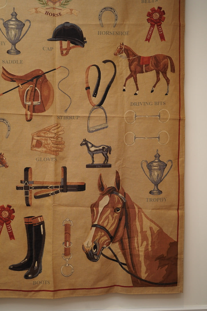 Large Equestrian Wall Tapestry – Horses Equipment Jacquard, European Made NEW