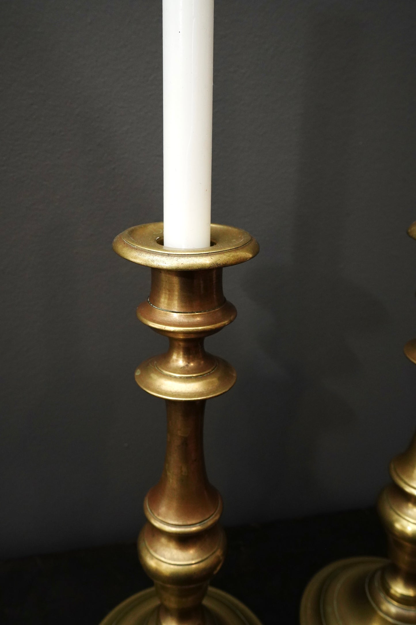 Pair Antique French Solid Brass Candlesticks Louis XVI Style 11 Inch