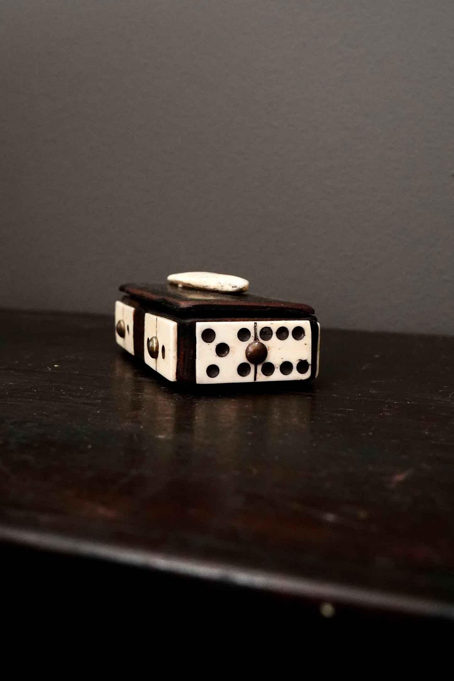 Antique Victorian Domino Box Trinket Box, Miniature