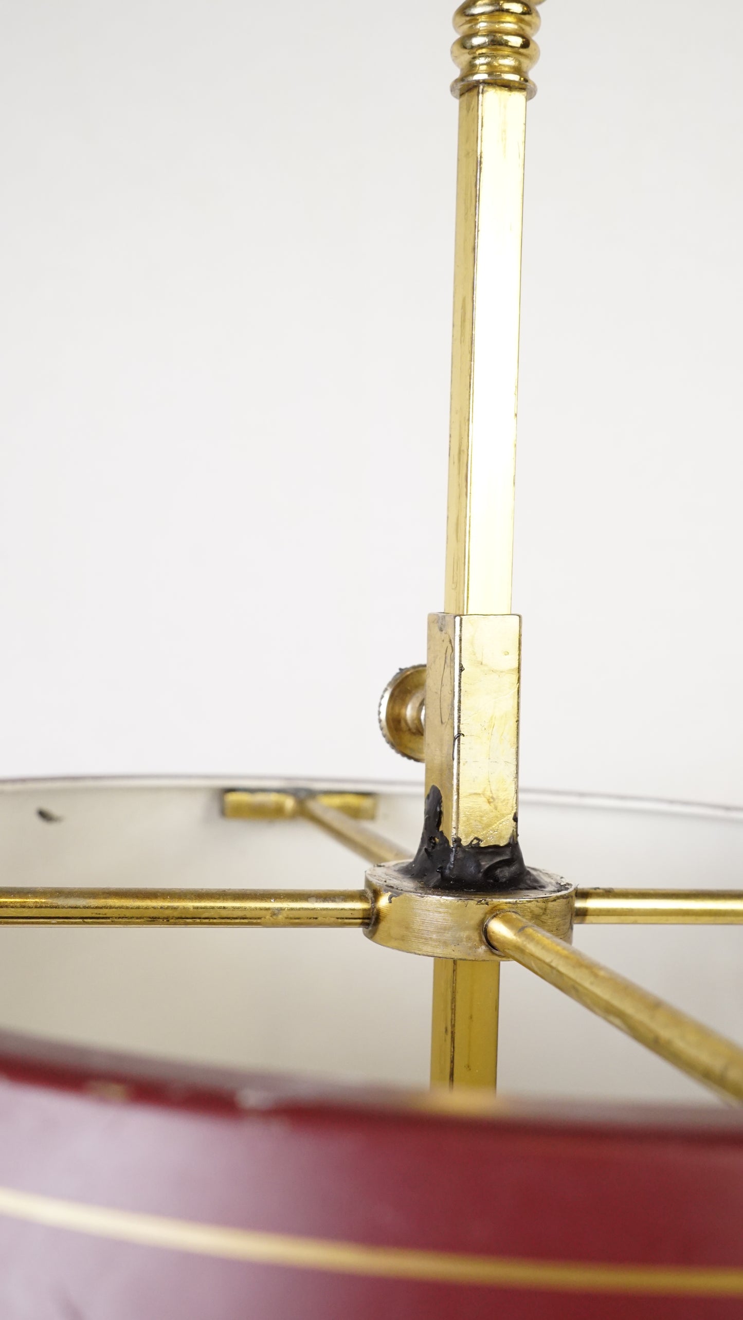 Vintage French Bouillotte Table Lamp with Adjustable Burgundy Tole Shade