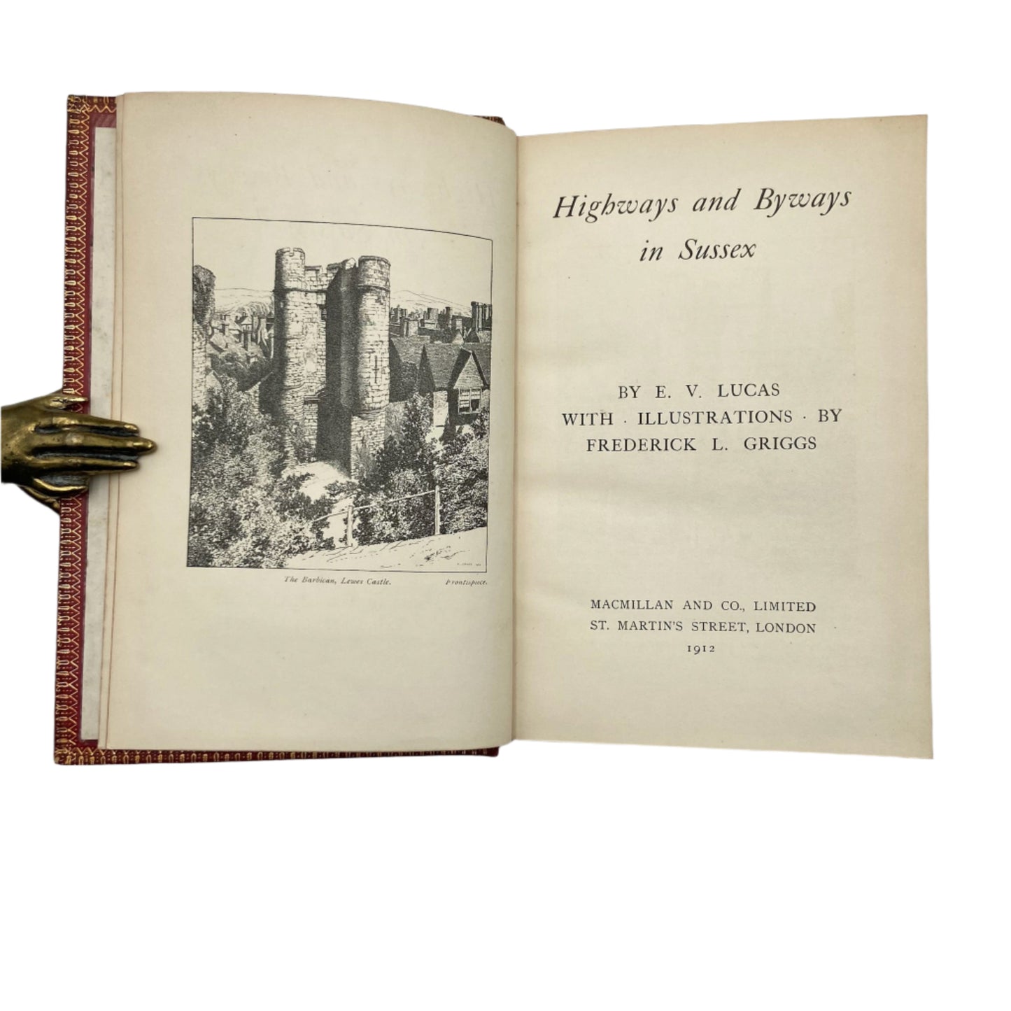 1912 "Highways and Byways in Sussex" Red Full Leather Prize Binding Book