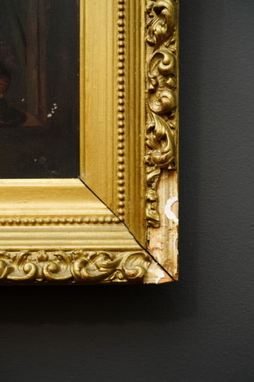 Antique Dutch Genre Oil on Metal Painting, “The Scholar” Pendant to “The Dentist”