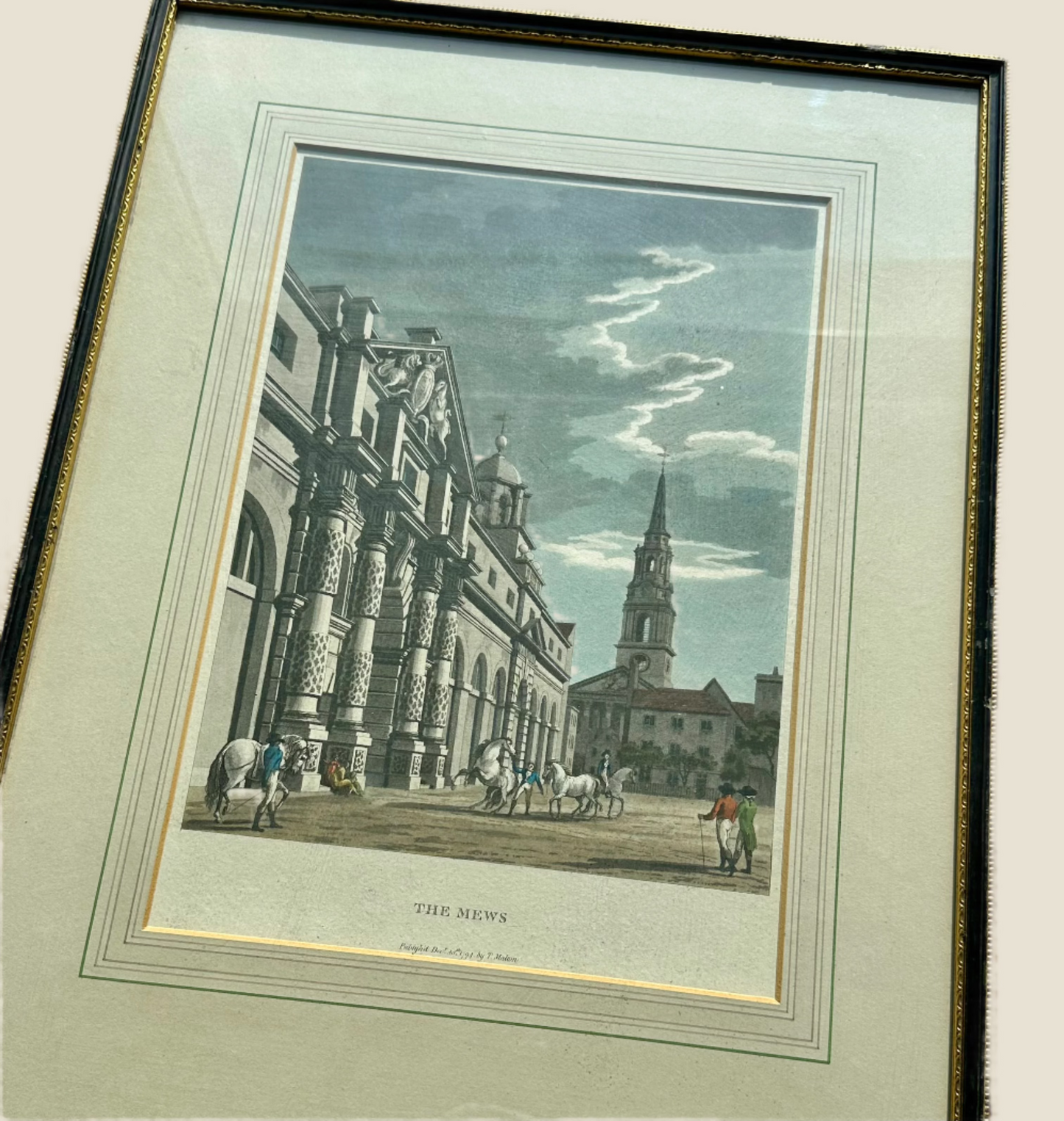 1794 "The Mews" Hand Colored Aquatint Print by Thomas Malton the Younger (1748-1804)