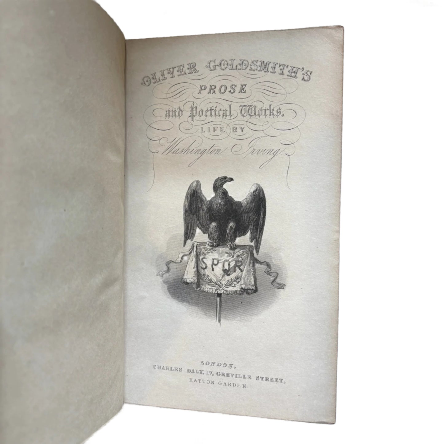 Antique Poetry Red Leather Book "The Works of Oliver Goldsmith"