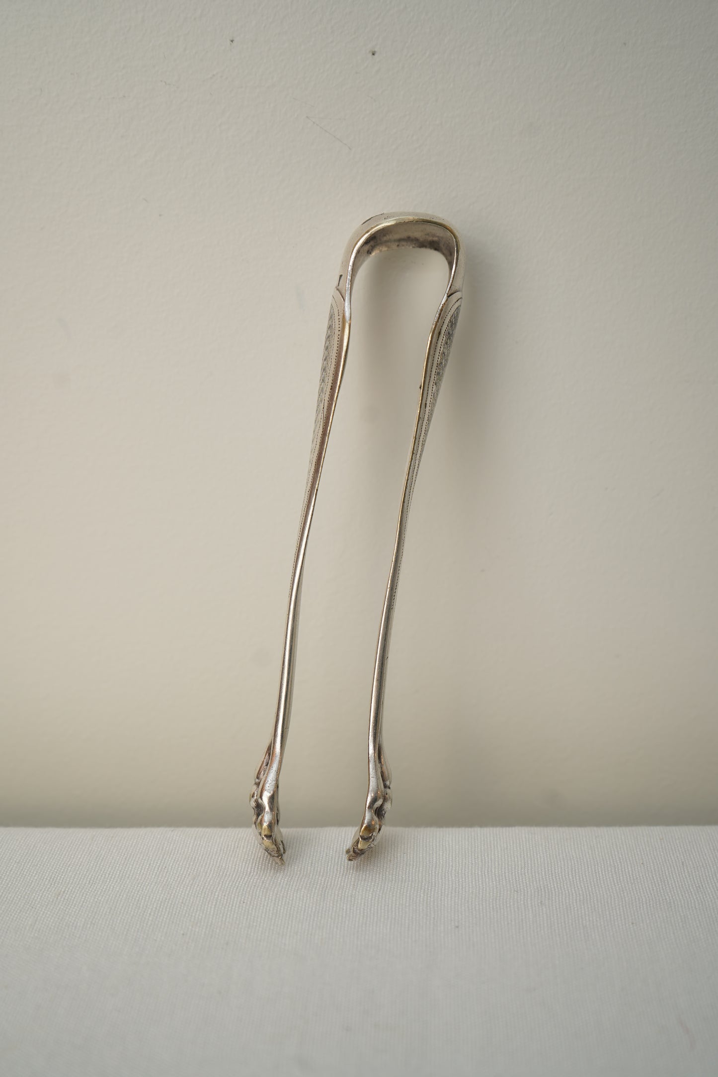 Antique French Silver Plate Sugar Tongs with Paw Feet, c. 1890–1930