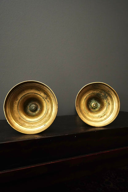 Pair Antique French Solid Brass Candlesticks Louis XVI Style 11 Inch