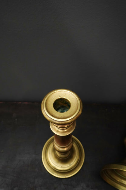 Pair Antique French Solid Brass Candlesticks Louis XVI Style 11 Inch