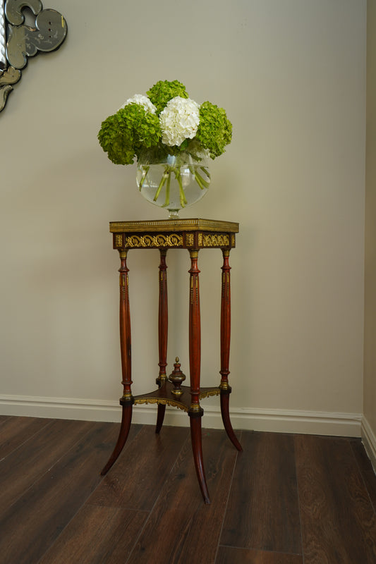 Antique French Louis XVI Revival Pedestal Table with Marble Top & Gilt Bronze Mounts, c. 1880–1910