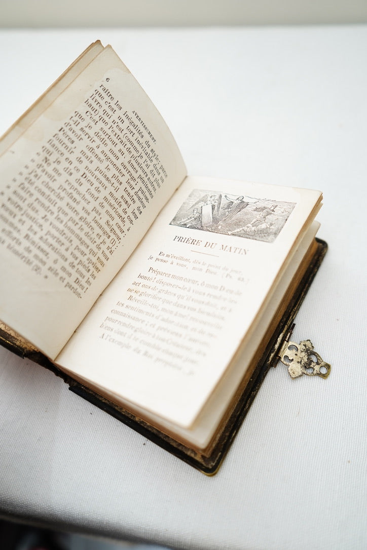 Miniature French Catholic Prayer Book Recueil de Prières Miniature with Clasp and Gilt Edges