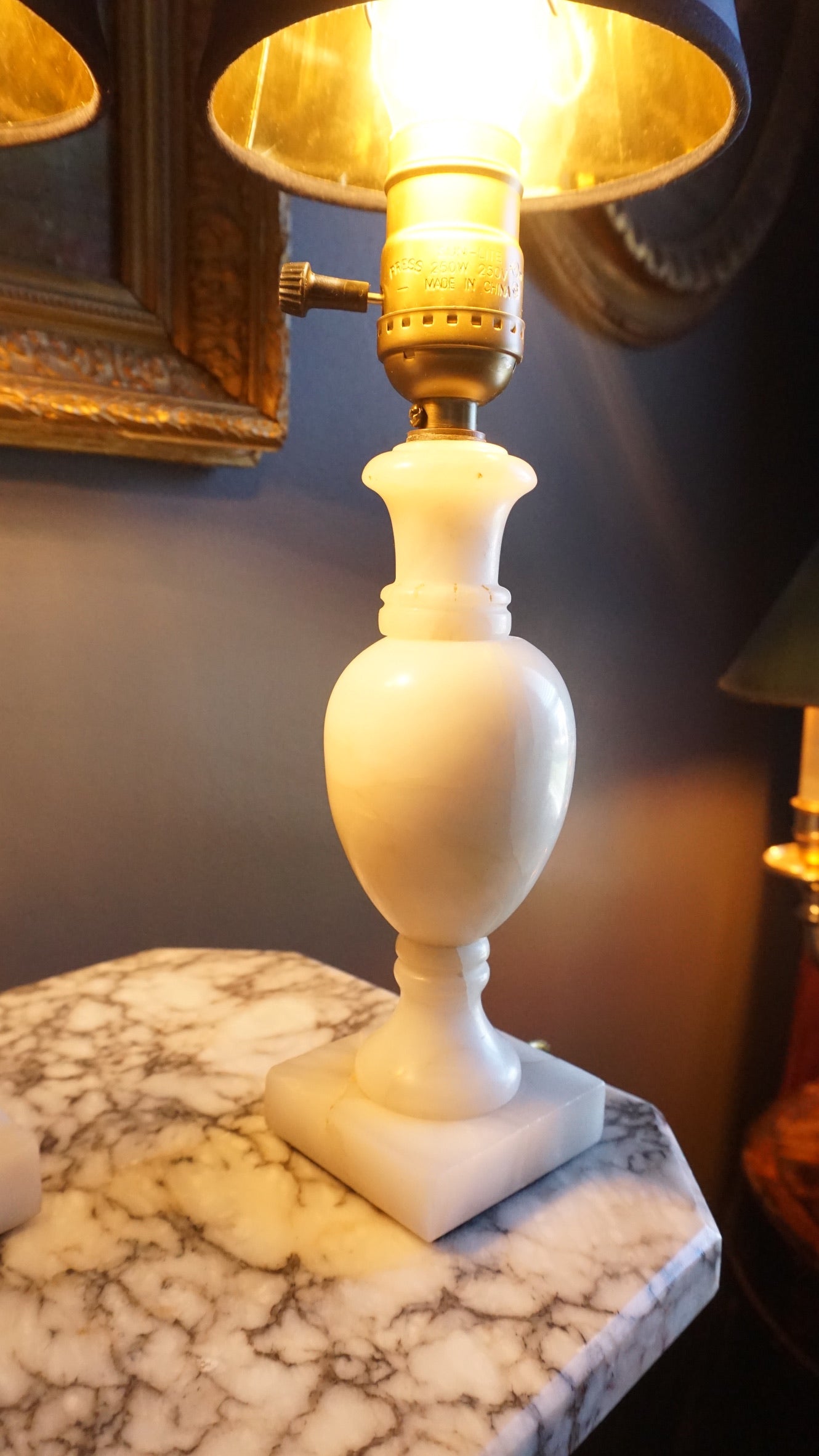 Pair of Petite Mid-Century Italian Alabaster Urn Lamps