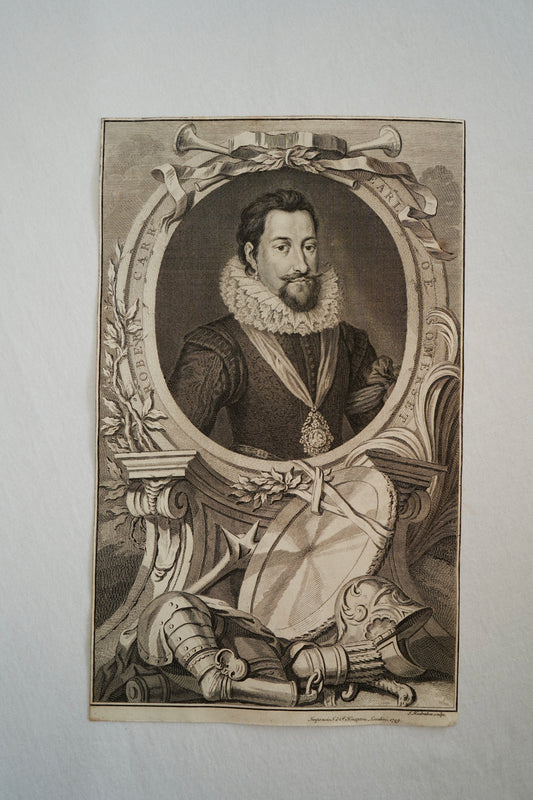 Early 19th Century Engraving "Robert Carr, Earl of Somerset" by Jacobus Houbraken